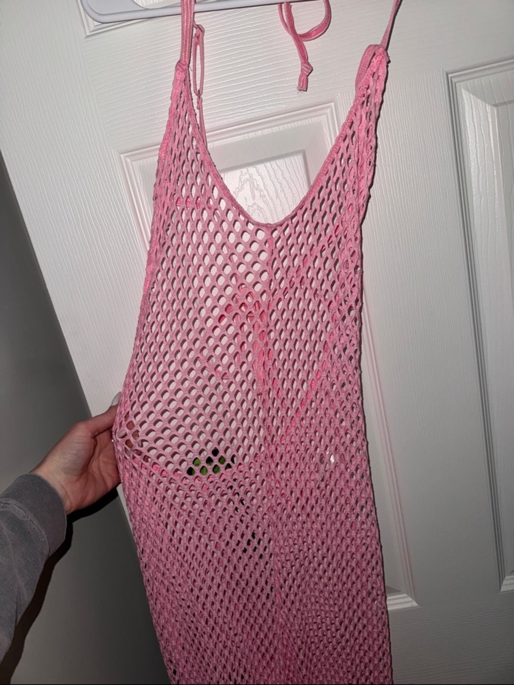 NWT DOLLSKILL Pink Mesh Halter One-Piece Jumpsuit - Picture 3 of 6
